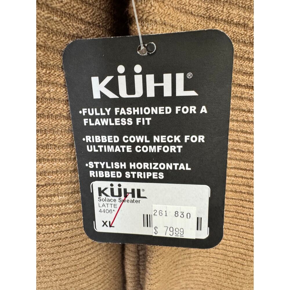 KÜHL Solace Ribbed Cowl Neck Sweater XL NWT Latte Beige Cozy Knit - Picture 7 of 7
